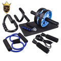 CHENGMO SPORTS Hot Sale 7 in 1 Gym Fitness Set with AB Wheel Roller Jump Rope Push up Stand Hand Gripper and Resistant Bands
