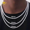 3mm 4mm 5mm Hip Hop Rhodium Plated Iced Moissanite Tennis Bracelet Choker 925 Sterling Silver Tennis Chain Necklace