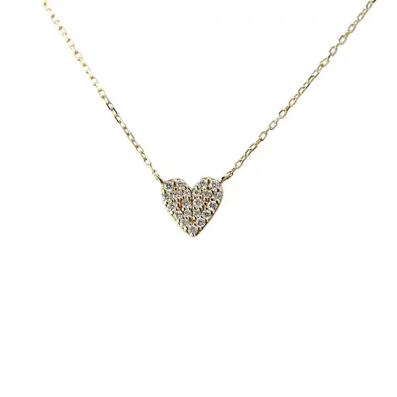 Fashion Pendant Necklaces 925 Sterling Silver Heart Diamond Necklace Full Zircon love Heart Gold Plated Necklace for Women