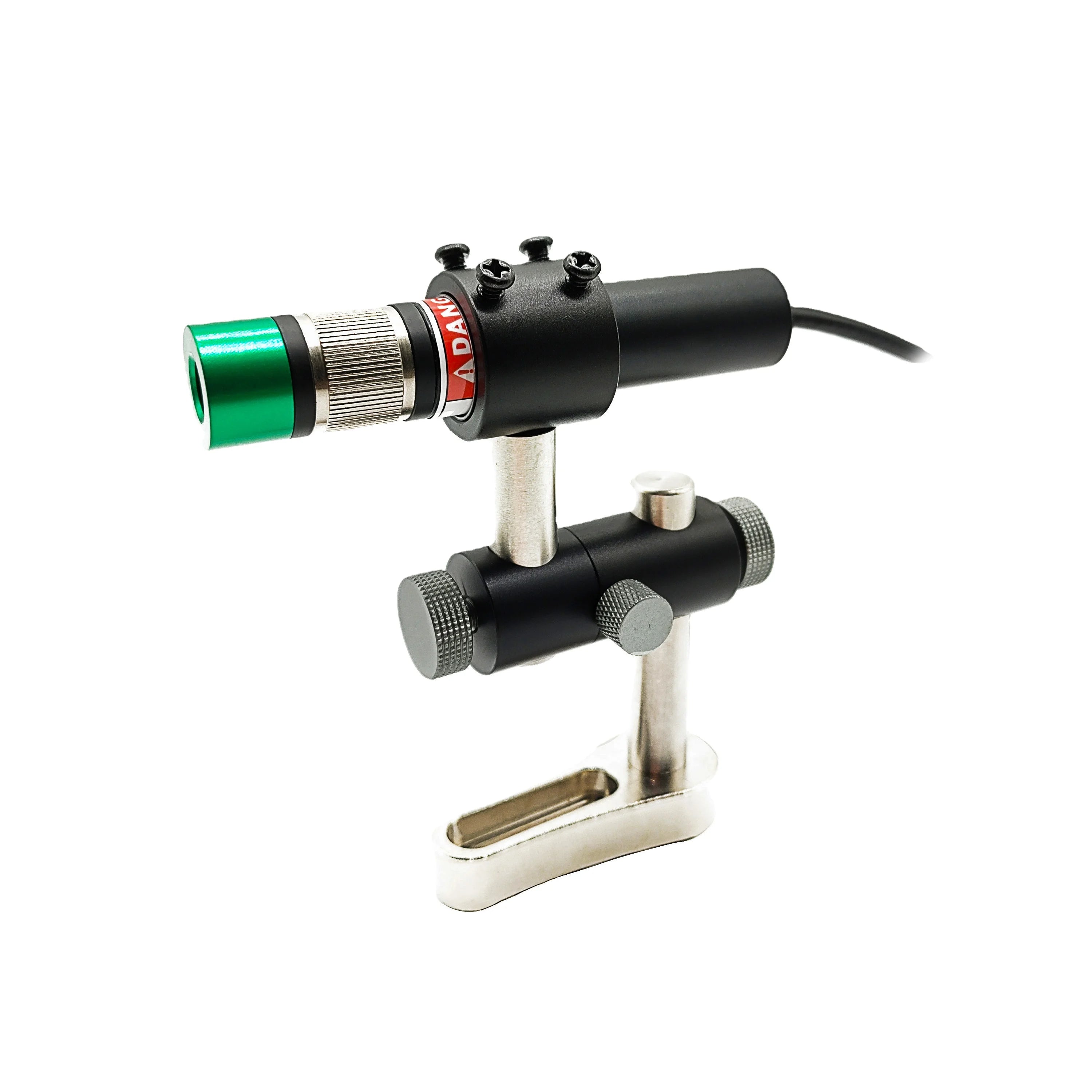 Compact Adjustable Focusing Green Cross Laser Module D18mm 520nm 100mW 110 Degrees Industrial Grade With Bracket+Power Supply