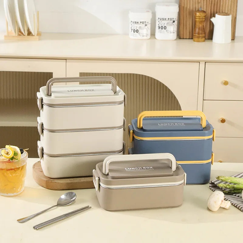 304 Stainless Steel Double-Layer Lunch Box Portable Office Worker Student Insulated Fast Food Container Bento Box