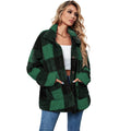 10%OFF  Plaid Vintage Lambswool Winter Coat Women Pockets Checker Patchwork Jacket Female Fashion Slim Warm Outerwear New