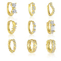 New Fine Jewelry Earrings 925 Sterling Silver Gold Plated Sparkle Cubic Zirconia Bowknot CZ Hoop Huggie Earrings