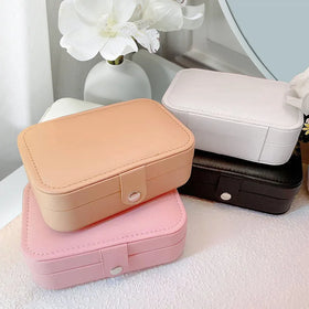 High End Purple Waterproof Leather Jewellery Travel Storage Box Pull-Out Design Bracelets Necklace Ring Earrings Jewelry