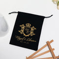 The Black Velvet Bag with Custom Gold Foil Logo for Wedding Party Holiday Decorate Gift