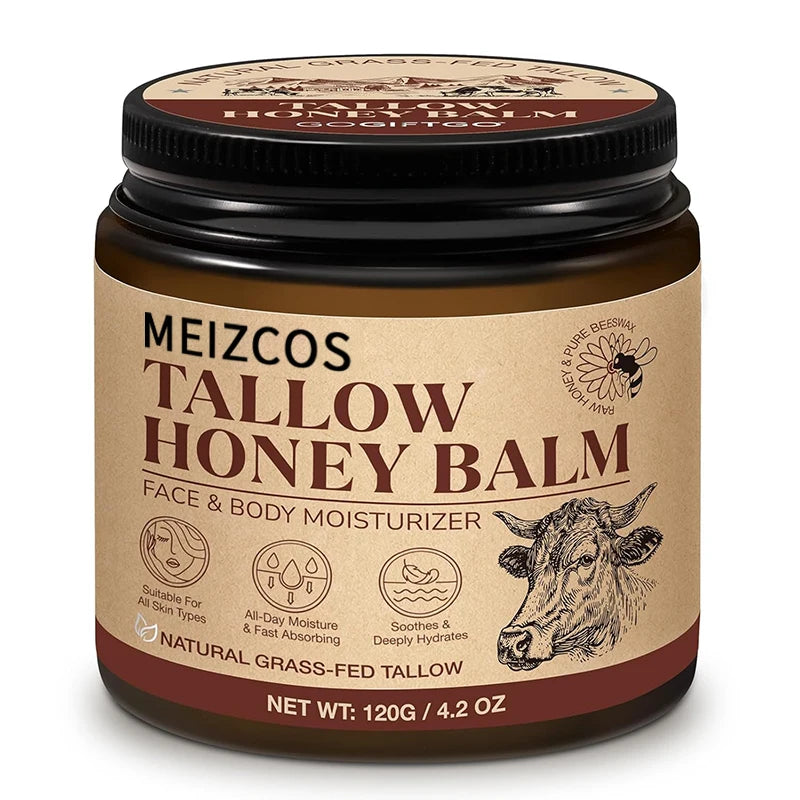 Custom Logo OEM Raw Halal Honey and Olive Oil Face Body Whipped Benefits Grass Fed Beef Tallow Balm with Honey