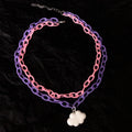 Wholesale Cartoon Cute Double Cloud Necklace Resin Chain Pink Purple Sweet Girl Simple Jewelry Acrylic Necklace Gift
