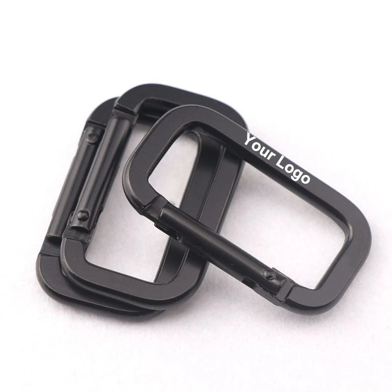 50MM Aluminum Alloy Electrolytic Treatment Black Square Key Industrial Carabiner with Custom Logo