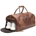 MARRANT Men Genuine Leather Travel Bag with Shoe Pouch Weekender Overnight Outdoor Duffel Bag Men Leather Travelling Bag