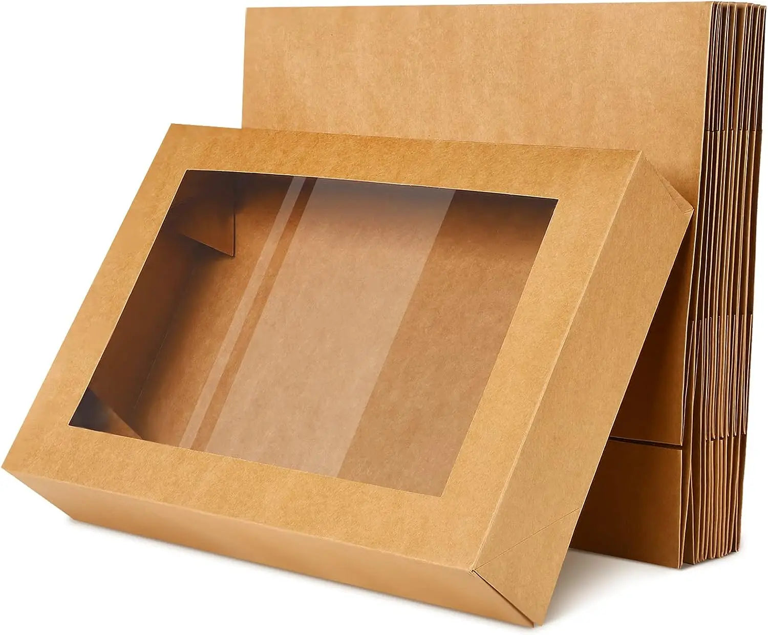 Paperboard Window Large Pastry Baking Rectangle Cardboard Treat Window Bakery Take Out Containers Cookie Cupcake Cake Box