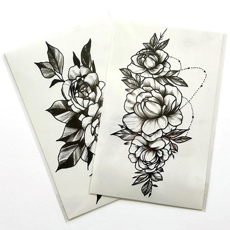 Custom Waterproof Flower Design Temporary Tattoos for Women Girls Body Stickers