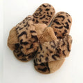 Women's Fashionable Indoor Slides Leopard Print Soft Faux Fur Warm Fleece Lining Comfortable Cross Band Bedroom for Slippers Spr MegaBDM