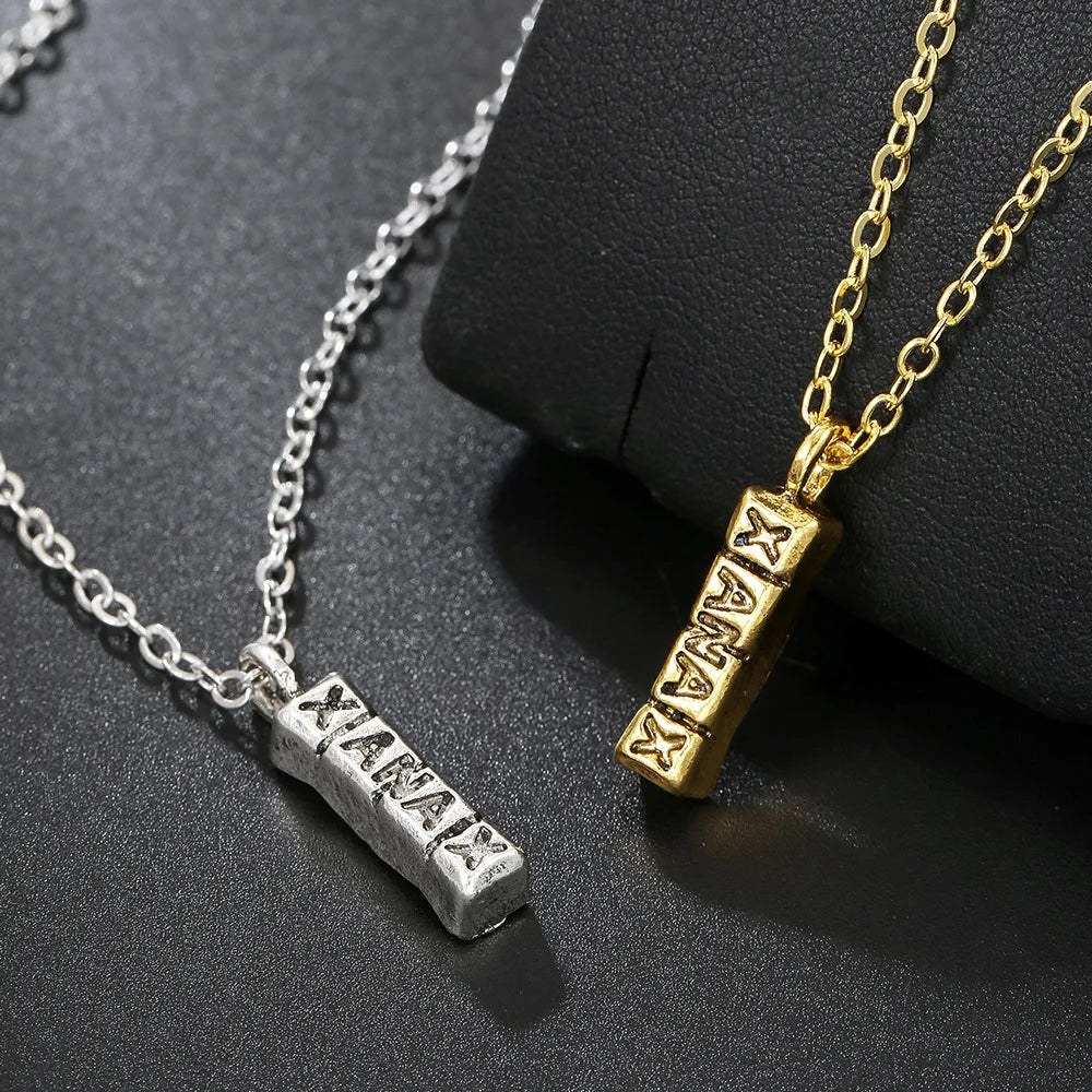 Luxury Engraved Pendant Hip-hop Trend Necklace for Men New Creative Collarbone Chain Alloy Link Chain Accessories