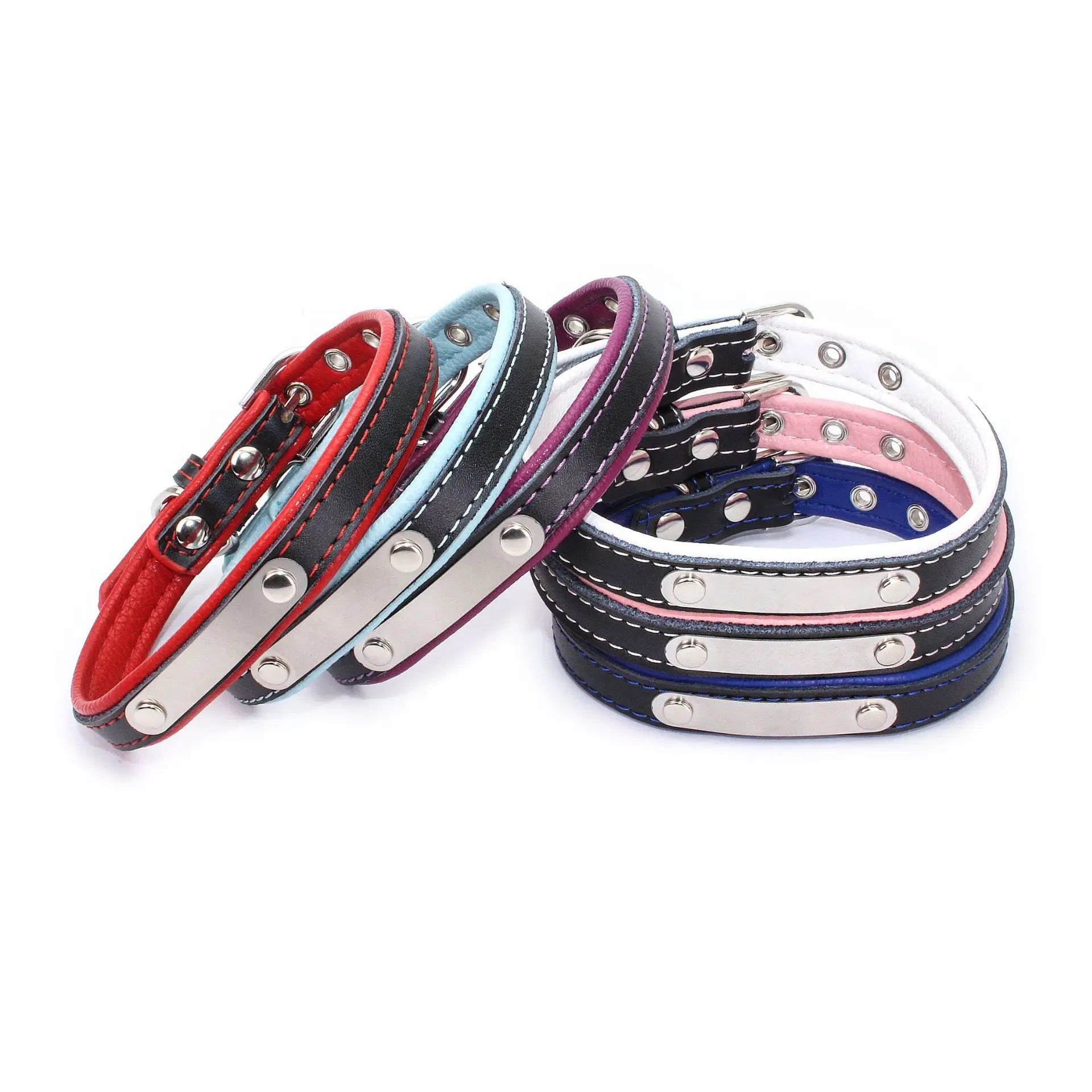 Dog Collar Diy Custom  Adjustable PU Leather for Dog Pet Collar Leash