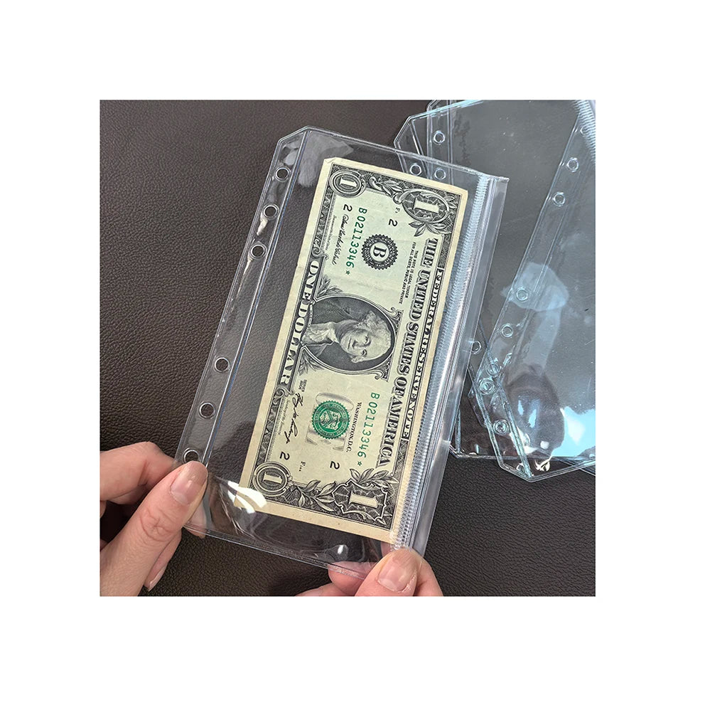 Y&G Wholesale Thick PVC A6 Transparent clear Zipless Sinking Funds Binder Insert Pocket Budgetumschlage Ohne Zipper Clear Hullen