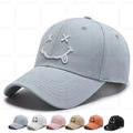 Fashion Curved Brim Structured Blank Sport Hats Custom Cute Smiling Face Embroidery Logo Cotton 6 Panel Plain Baseball Caps