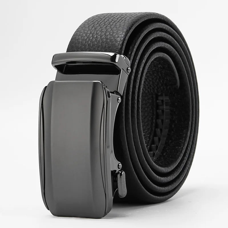 2024 100% Genuine Leather Belts Adjustable Casual Automatic Buckle Belt for Fashion Lxurury Business Men