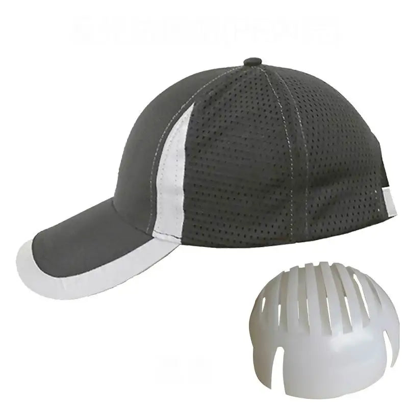 Unisex Safety Bump Cap Baseball Hat Style Reflective Stripes Lightweight Breathable Hard Hat Head Protection Cap