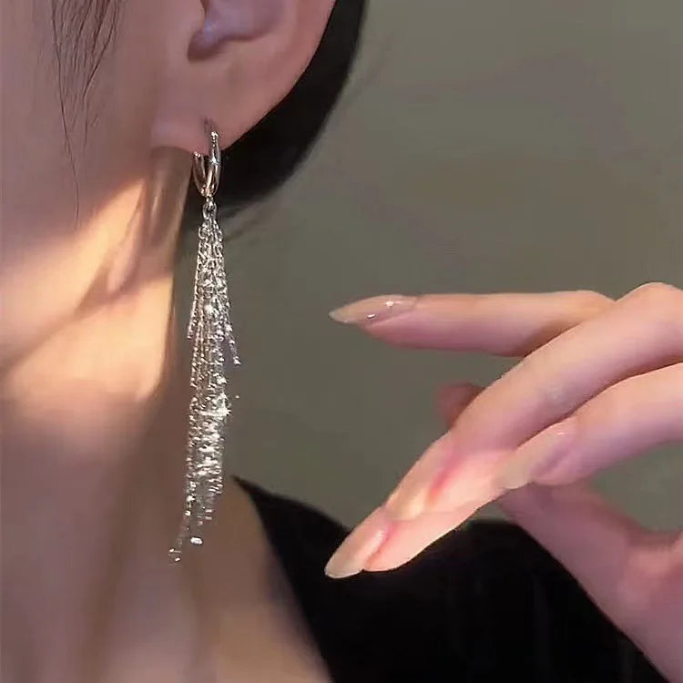 SC 2025 New Trend Luxury Silver Gold Fringe Earring Buckle S925 Silver Needle Stud Earrings Gifts for Women