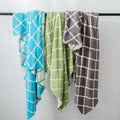 LRL Bohemian Plaid Lightweight 100% Cotton Knitted Throw Blanket Decorative for Home Travel