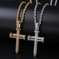 Popular European and American Nail Shaped Cross Full Zircon Hiphop Pendant for Men Wish Hot Seller