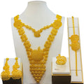 Jachon Luxury Jewelry Set  in Dubai 24K Gold Plated Jewelry Accessories Necklace Earrings Bracelet and Ring Set