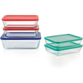 Rectangular Glass Food Storage Container Set Lids | 10-Piece BPA Free Kitchen Containers Microwave Refrigerator Oven Safe