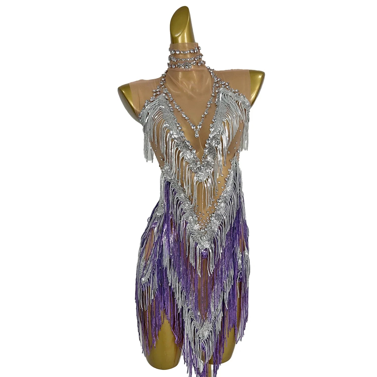 Sexy Sequin Tassel Birthday Prom Dress Las Vegas Show Dancer Stage Performance Costume Women Carnival Party Night Club Dress