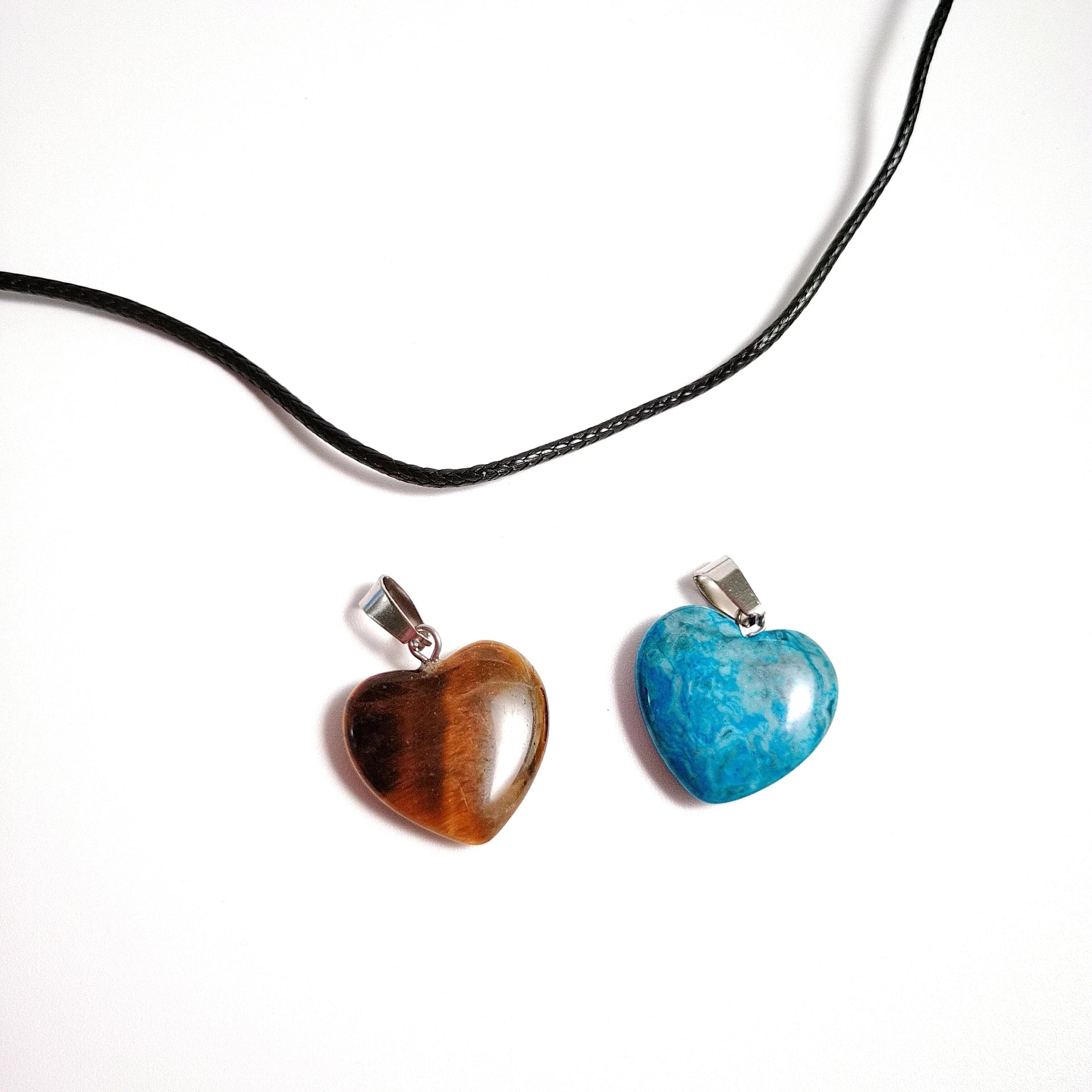 Crystal Crafts HUIYING Natural Crystal Heart Shape Necklace Tiger eye Gemstone Pendant for women