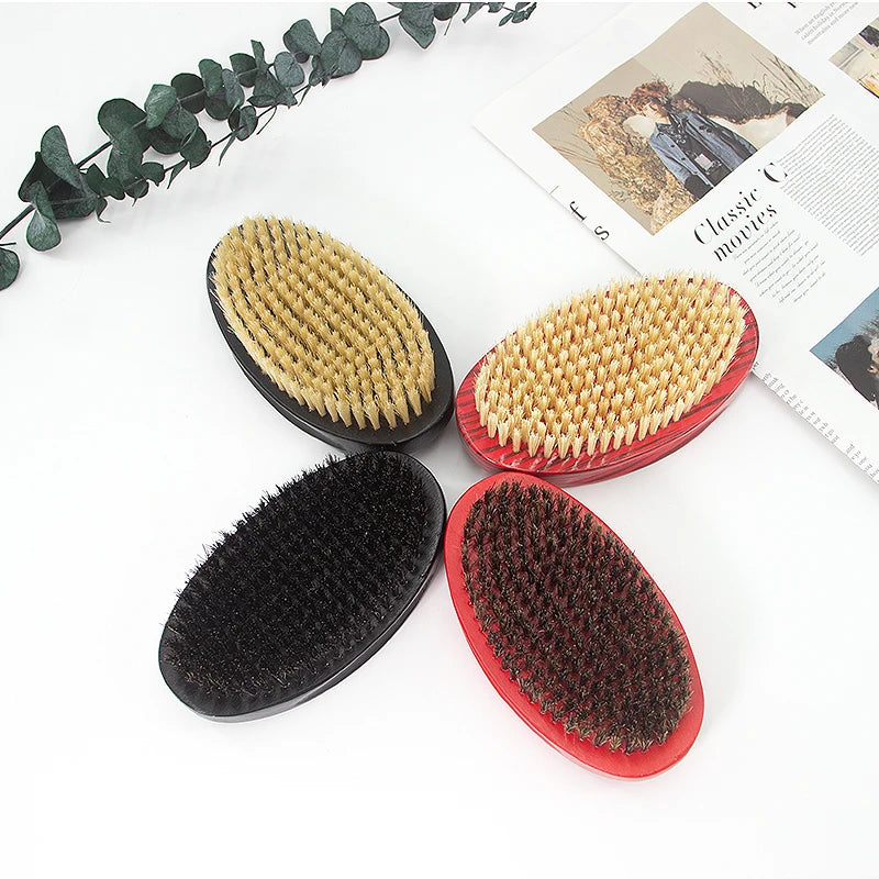 High Quality Boar Bristle Beard Hair Brush Wood Handle Fashion Custom Logo Curve Brush 360 Wholesale Factory Price for Home Use