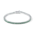 Multi Colored Gemstones 925 Sterling Silver Hip Hop Tennis Chain Necklace 3mm Green Lab Grown Spinel Tennis Bracelet