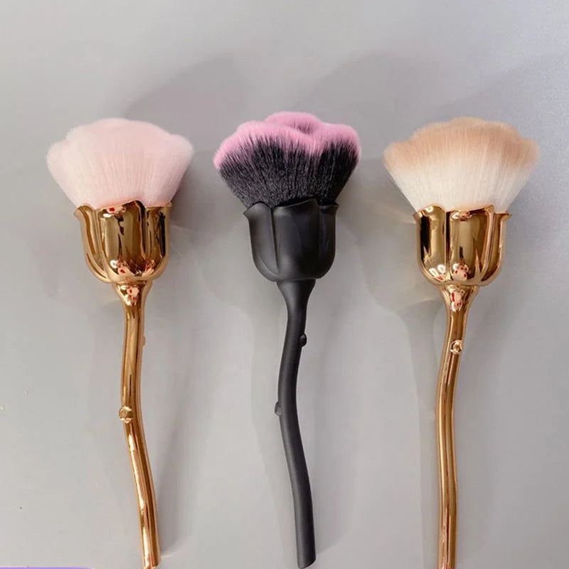 Wholesale  Rose Flower Design Nail Dust Brush Makeup Brush Beauty Nail Cleaner Brush Manicure Tools