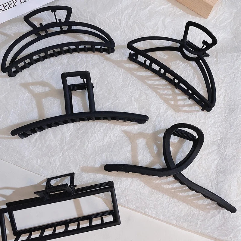 Wholesale Simple Classic Hair Clamp Geometrical Black Matte Metal Slender Hair Claw for Women Girls Hair Holder