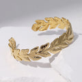 Beimai OEM Bangle Fashionable 18k Gold Stainless Steel Open Adjustable Fresh Leaf Bangle