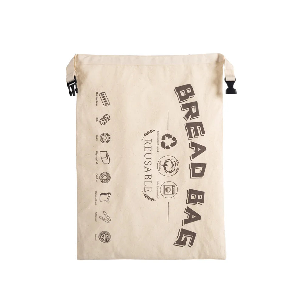 Custom Logo Reusable Natural Organic Cotton Shopping Bag TPU Lining Zipper Closure for Large Sourdough Loaves Use-Food
