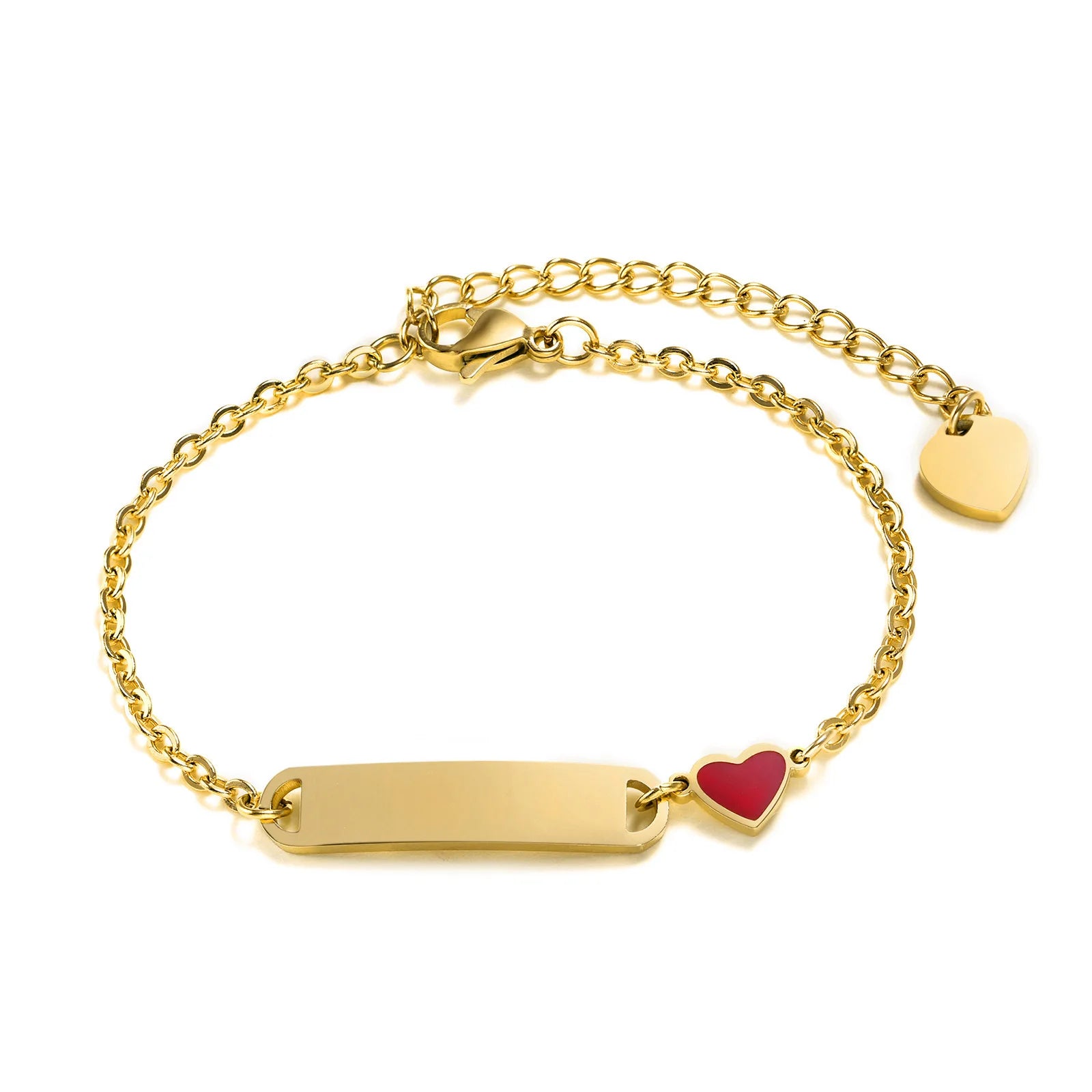 QIUHAN OEM Cute Stainless Steel Customised Name Child Adult Heart Bracelet