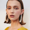 Risingmoon Statement Daisy Earrings Big Ring Geometric Earrings Faux Pearl Hoop Earrings Jewelry Women