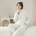 2023 Winter Fashion Pajamas Womens Coral Fleece Pajamas Solid Color Breathe Casual Two Piece Pajama Sets