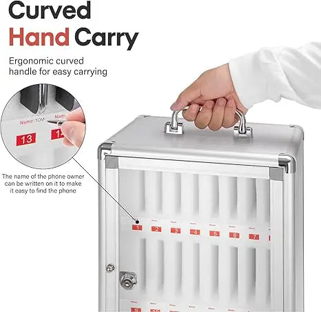 24-Slot Portable Aluminum Luxury Modern Insulated Cell Phone Locker Wall-Mounted Storage Cabinet Locked Pocket Chart for Phone