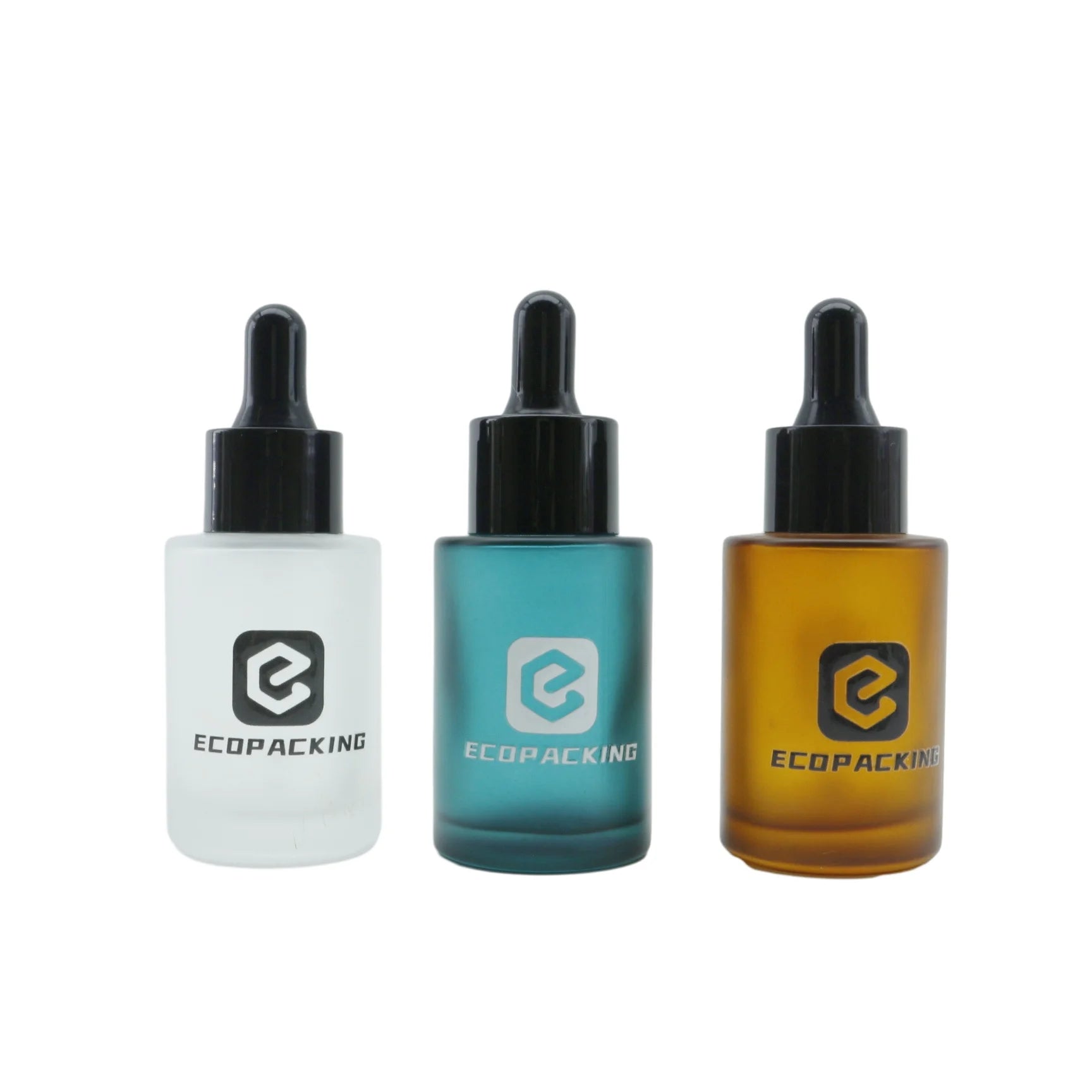 Cosmetic Dropper Bottle 30ml Flat Shoulder Essential Oil Hair Oil Glass Serum Dropper Bottles