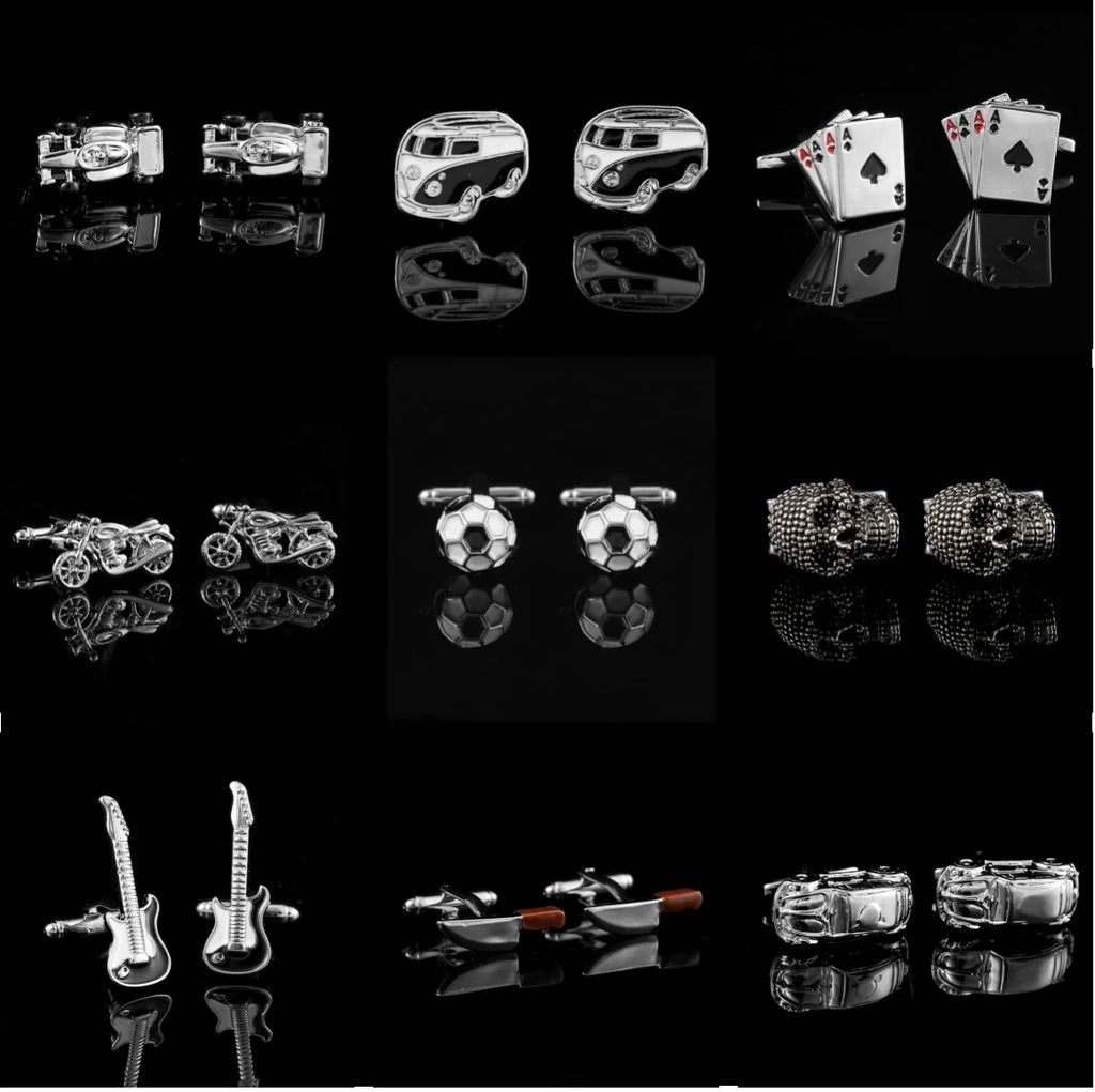 High End Copper Hollowed Out Vehicle Football Cufflinks Personalized Fun Silver Cufflinks Decoration for Men