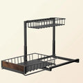 DH 2 Pack Under Sink Organizer and Storage Height Adjustable Under Kitchen Sink Organizer Storage for Kitchen Bathroom