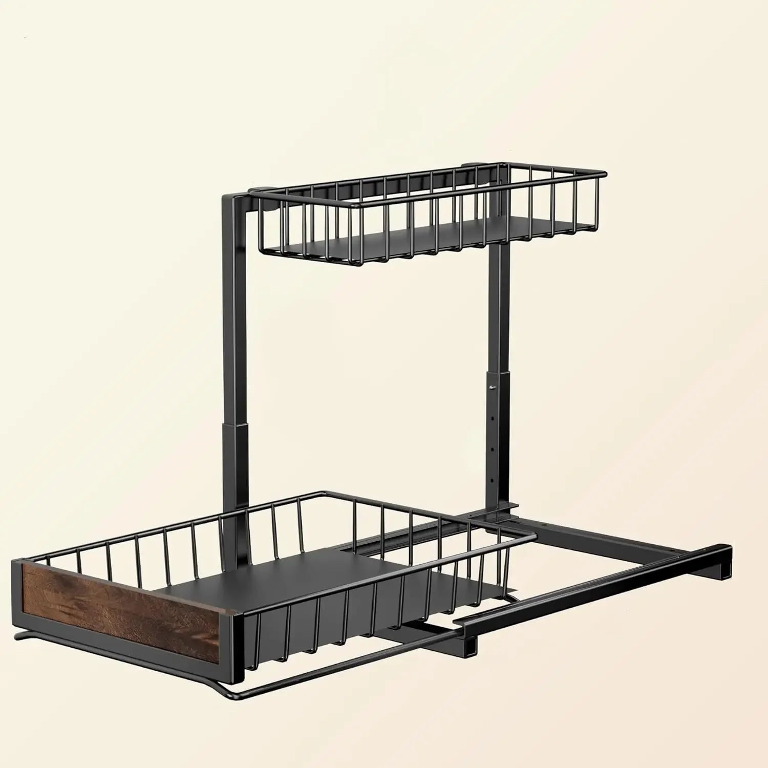 DH 2 Pack Under Sink Organizer and Storage Height Adjustable Under Kitchen Sink Organizer Storage for Kitchen Bathroom