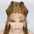 Pre Braided Lace Wig 32inch 4strands Synthetic Hair Box Braids