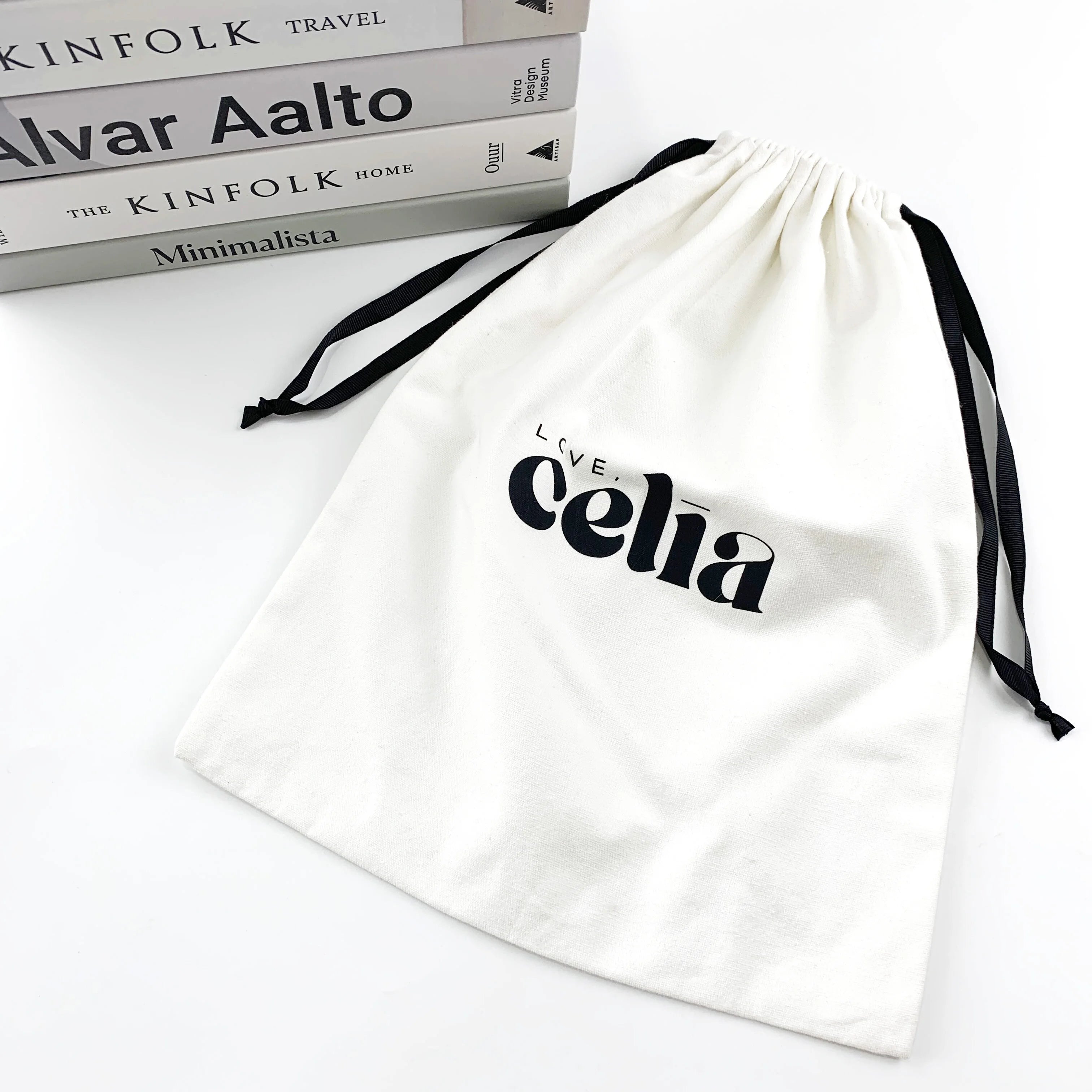 Logo Printed Custom White Bag Natural Cotton Handbag Dust Bags Luxury Customized Bag Pouch Shoes Boot Dust Bag