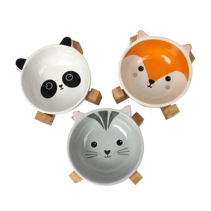 Factory Wholesale Ceramic Pet Feeders Bowls Cat Dog Food Bowl With Stand MegaBDM