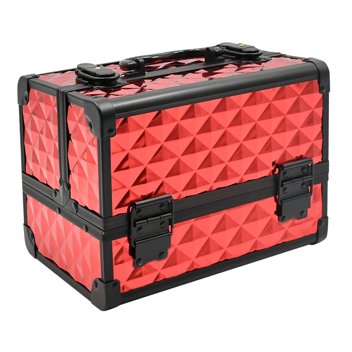 ABS Diamond Aluminum Travel Cosmetic Box Makeup Train case with Mirror