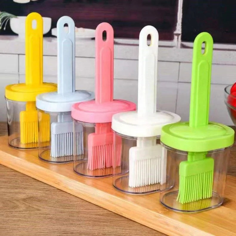 Multipurpose Portable Health Oil Brush Glass Oil Bottle and Silicone Brush for Cooking Baking BBQ Grill Air Fryer 2 in 1 Tools