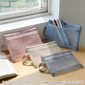 A4/A5/A6 Double-Layer File Bags Set Transparent Nylon Storage Bags with Handles Portable File Organizer Bag Customizable logo