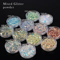 Nail Glitter Bulk Epoxy Resin Crafts Holographic Iridescent PET Chunky Glitter for Resin Art Nail Tumbler Hexagon Shape Mix Size